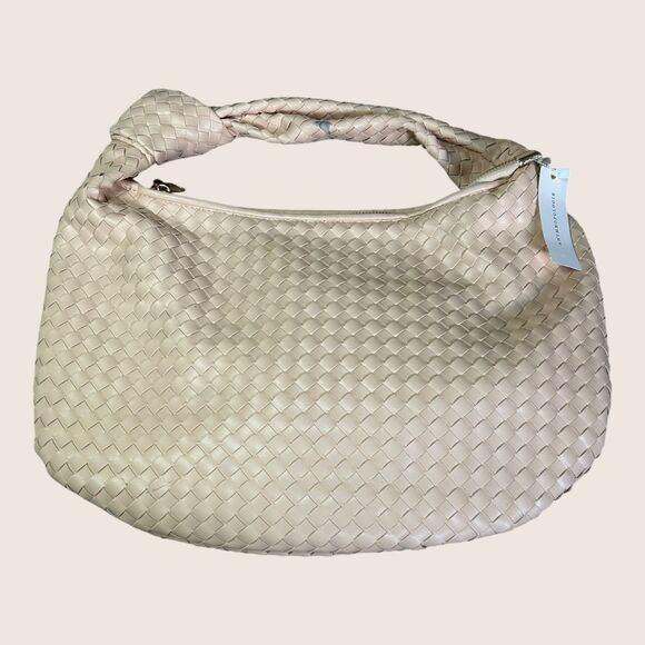 👜 BRIGITTE SATCHEL MELIE BIANCO CREAM BEIGE PEACH FAUX LEATHER ANTHROPOLOGIE - Picture 3 of 8